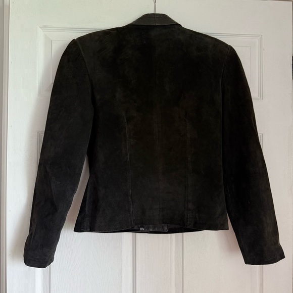 Vintage 1980s Danier black suede leather cropped blazer jacket - size Small (S) - Picture 4 of 5